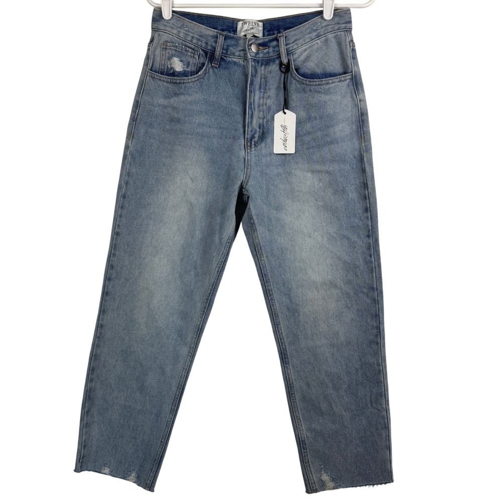 Twelve by On Twelfth Womens High Rise Straight Leg Jeans 27 Light Wash TW90123